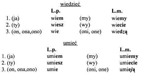 Спряжение глаголов польского языка в настоящем времени - 4 группа спряжения